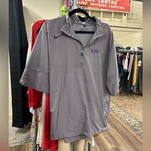 Nike golf gray short sleeve windbreaker jacket LSU embroidered